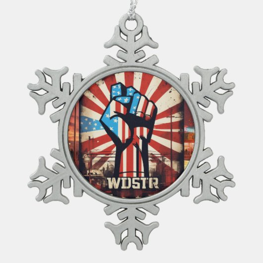 Stars & Stripes Lijsten: Verhoog uw herinneringen  Tin Sneeuwvlok Ornament (Voorkant)