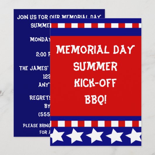 Stars & Stripes Memorial Day Juli 4 Uitnodigingen (Voorkant / Achterkant)