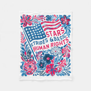 Stars Stripes Mensenrechten 4 juli Bloem Amerikaan Fleece Deken