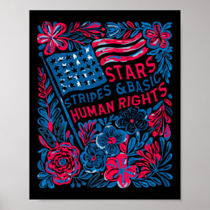 Stars Stripes Mensenrechten 4 juli Bloem Amerikaan Poster