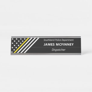 Stars stripes Monogram thin Yellow Line Dispatcher Bureau Naambordje