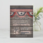 Stars & Stripes op Rustic Wood Graduation Party Kaart (Staand voorkant)