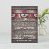 Stars & Stripes op Rustiek Hout Bachelorette Party Kaart (Staand voorkant)