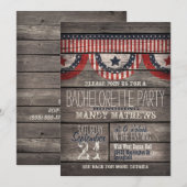 Stars & Stripes op Rustiek Hout Bachelorette Party Kaart (Voorkant / Achterkant)