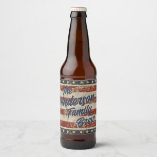 Stars & Stripes Oude Familienaam Bier Etiket
