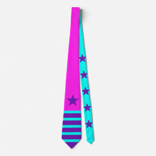Stars & Stripes paars cyaan + je achtergrond & ide Stropdas