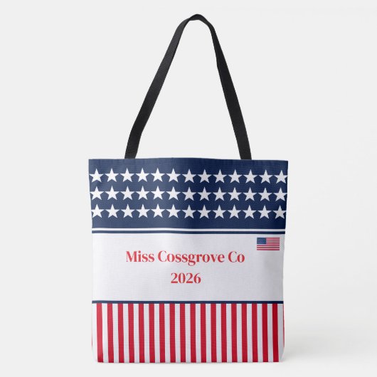 Stars & stripes Pageant Titel Boodschappentas Tote Bag (Voorkant)