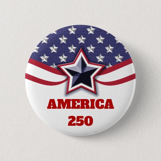 Stars Stripes Patriotic America 250 Design Ronde Button 5,7 Cm (Voorkant)