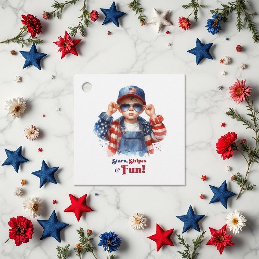 Stars & Stripes Patriotic Boy Verjaardag Bedankt Bedankjes Labels
