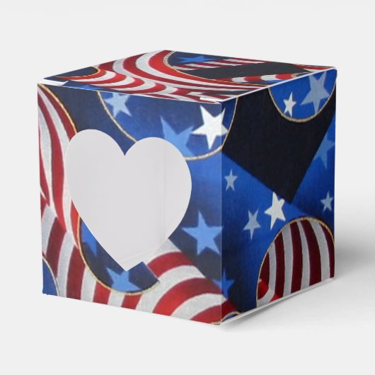 Stars & Stripes Patriotic Curls Heart Favor Box Bedankdoosjes (Voorkant Zijde)