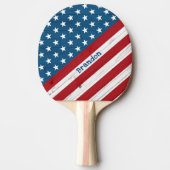 Stars Stripes Patriotic Rustic Wood American Flag Tafeltennisbatje (Voorkant)