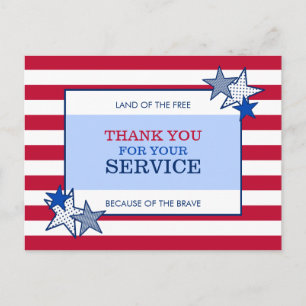 Stars Stripes Patriotic Veteran Service Hartelijk  Briefkaart