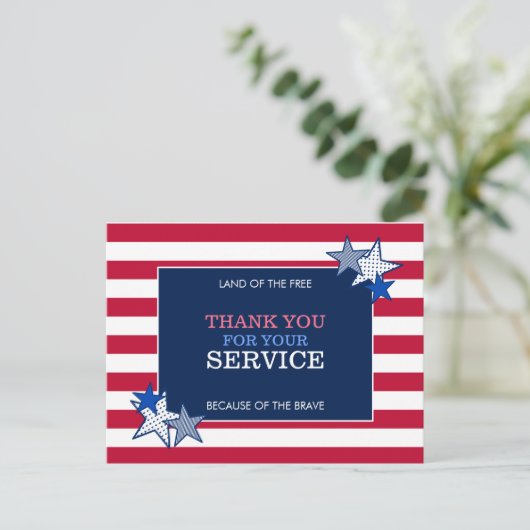 Stars Stripes Patriotic Veteran Service Hartelijk  Briefkaart (Staand voorkant)