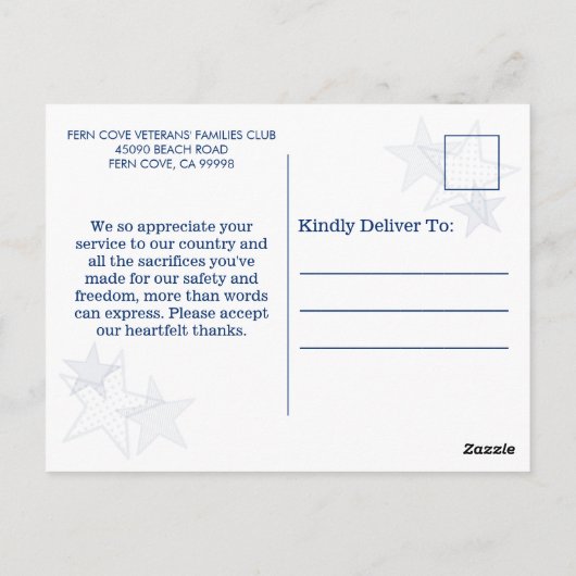 Stars Stripes Patriotic Veteran Service Hartelijk  Briefkaart (Achterkant)