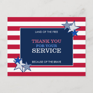 Stars Stripes Patriotic Veteran Service Hartelijk  Briefkaart
