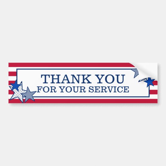 Stars Stripes Patriotic Veteran Service Hartelijk  Bumpersticker (Voorkant)