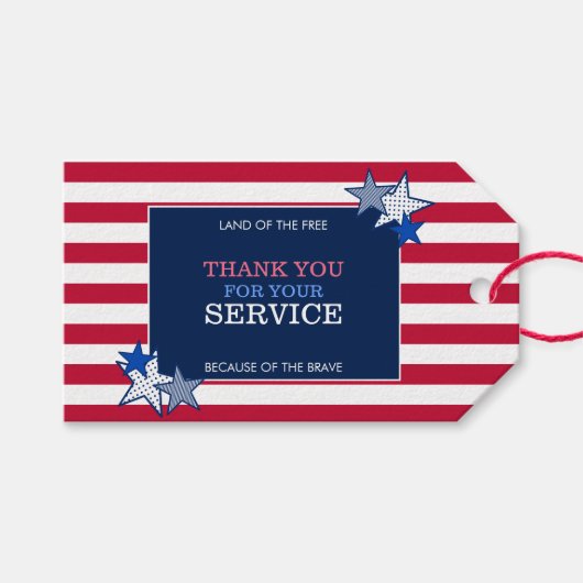 Stars Stripes Patriotic Veteran Service Hartelijk  Cadeaulabel (Voorkant (Horizontaal))
