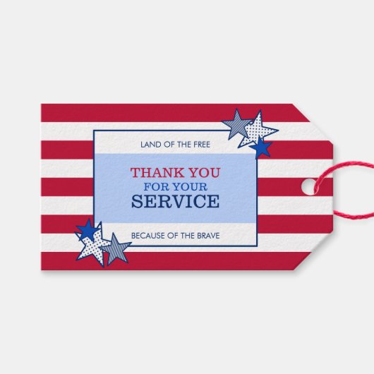 Stars Stripes Patriotic Veteran Service Hartelijk  Cadeaulabel (Voorkant (Horizontaal))