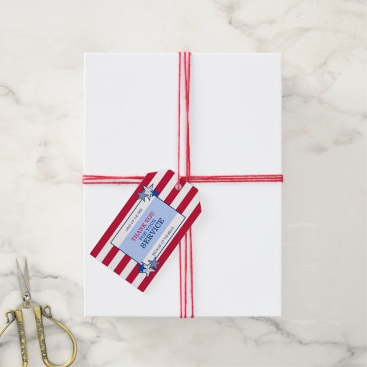 Stars Stripes Patriotic Veteran Service Hartelijk  Cadeaulabel (Met Touw)