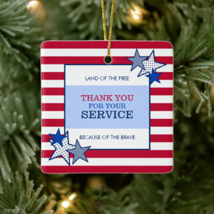 Stars Stripes Patriotic Veteran Service Hartelijk Keramisch Ornament