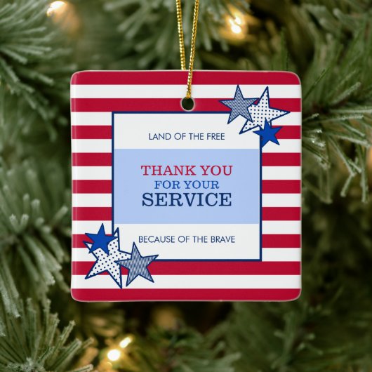 Stars Stripes Patriotic Veteran Service Hartelijk  Keramisch Ornament (Boom)