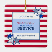Stars Stripes Patriotic Veteran Service Hartelijk  Keramisch Ornament (Achterkant)
