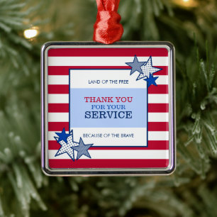 Stars Stripes Patriotic Veteran Service Hartelijk Metalen Ornament
