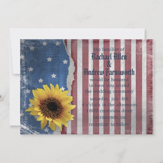 Stars & Stripes Patriottic Wedding Invitations Kaart (Voorkant)