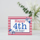Stars Stripes Patriottisch 4th of July Typografie Briefkaart (Staand voorkant)