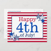 Stars Stripes Patriottisch 4th of July Typografie Briefkaart (Voorkant / Achterkant)