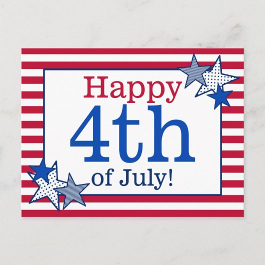 Stars Stripes Patriottisch 4th of July Typografie Briefkaart (Voorkant)