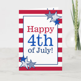 Stars Stripes Patriottisch 4th of July Typografie Feestdagen Kaart