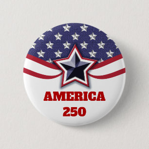 Stars Stripes Patriottisch Amerika 250 Design Ronde Button 5,7 Cm