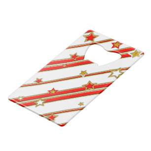 Stars & Stripes Pattern goud rood blauw + uw ideeë Creditkaart Flessenopener