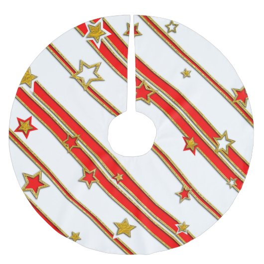 Stars & Stripes Pattern goud rood+ je ideeën Kerstboom Rok (Voorkant)