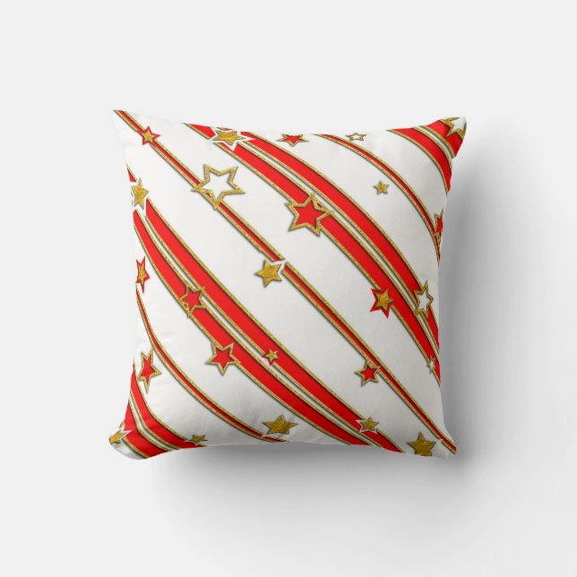 Stars & Stripes Pattern goud rood+ je ideeën Kussen (Voorkant)