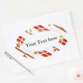 Stars & Stripes Pattern goud rood+ je ideeën Ovale Sticker (Envelop)