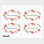 Stars & Stripes Pattern goud rood+ je ideeën Ovale Sticker (Vel)