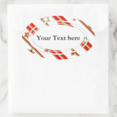 Stars & Stripes Pattern goud rood+ je ideeën Ovale Sticker (Tas)