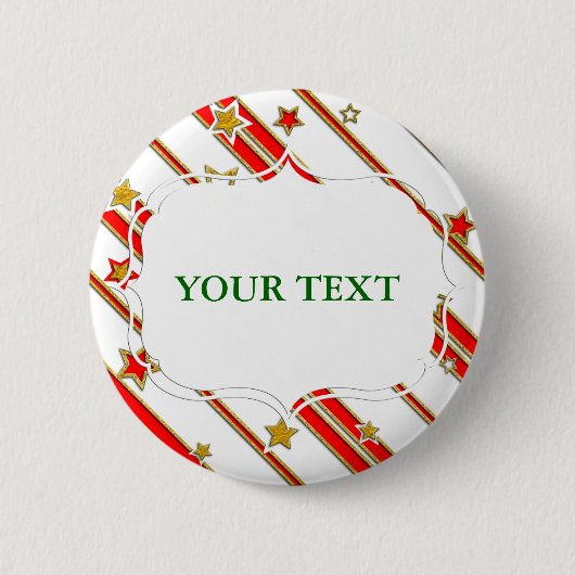 Stars & Stripes Pattern goud rood+ je ideeën Ronde Button 5,7 Cm (Voorkant)