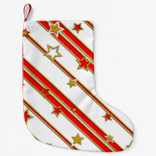 Stars & Stripes Pattern goud rood + jouw ideeën Kleine Kerstsok