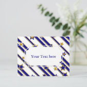 Stars & Stripes Pattern goudblauw + uw ideeën Briefkaart (Staand voorkant)