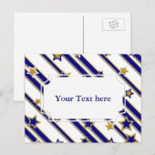 Stars & Stripes Pattern goudblauw + uw ideeën Briefkaart (Voorkant / Achterkant)