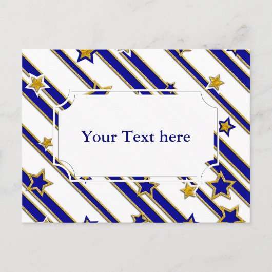 Stars & Stripes Pattern goudblauw + uw ideeën Briefkaart (Voorkant)