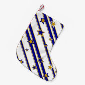 Stars & Stripes Pattern goudblauw + uw ideeën Kleine Kerstsok (Voorkant (Hangend))