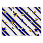 Stars & Stripes Pattern goudblauw + uw ideeën Large Cadeautasje (Voorkant)