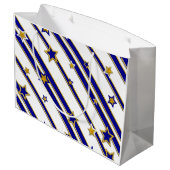 Stars & Stripes Pattern goudblauw + uw ideeën Large Cadeautasje (Achterkant Gekanteld)
