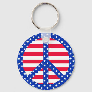 Stars & Stripes Peace Symbol Sleutelhanger