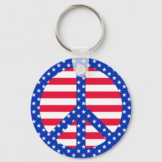 Stars & Stripes Peace Symbol Sleutelhanger (Voorkant)
