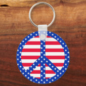 Stars & Stripes Peace Symbol Sleutelhanger (Voorkant)
